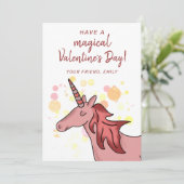 Cute Unicorn Kinder Classroom Valentijn Feestdagenkaart (Staand voorkant)