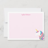 Cute Unicorn Kinder Gepersonaliseerde Stationery F Notitiekaartje (Voorkant)