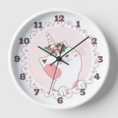 Cute Unicorn Kitten Clock (Voorkant)