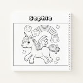 Cute Unicorn Kleur Uw eigen naamschets Notitieboek (Achterkant)