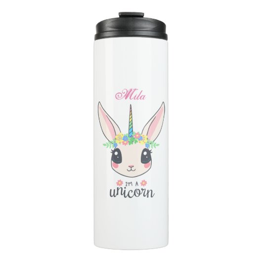 Cute unicorn konijn thermosbeker (Voorkant)