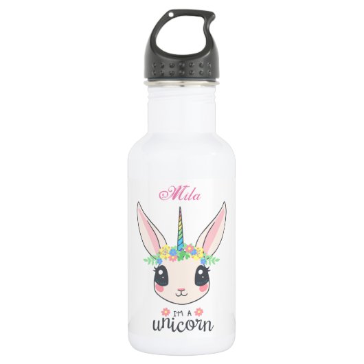 Cute unicorn konijn waterfles (Voorkant)