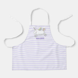 Cute Unicorn - Lavender Striped Kinder Apron Schort