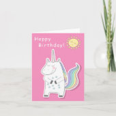 Cute Unicorn - Little Girls Birthday Kaart (Voorkant)