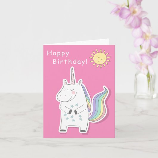Cute Unicorn - Little Girls Birthday Kaart (Orchidee)