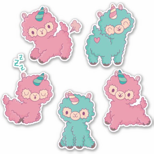 Cute Unicorn Llamas Sticker (Voorkant)