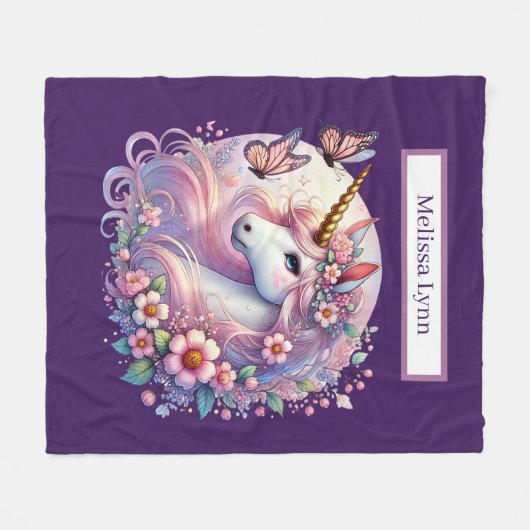Cute unicorn lovers add name  fleece deken (Voorkant (Horizontaal))