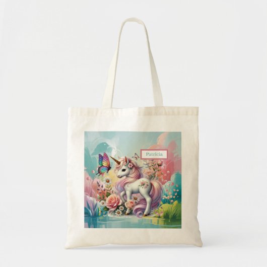 Cute unicorn lovers add name tote bag (Voorkant)
