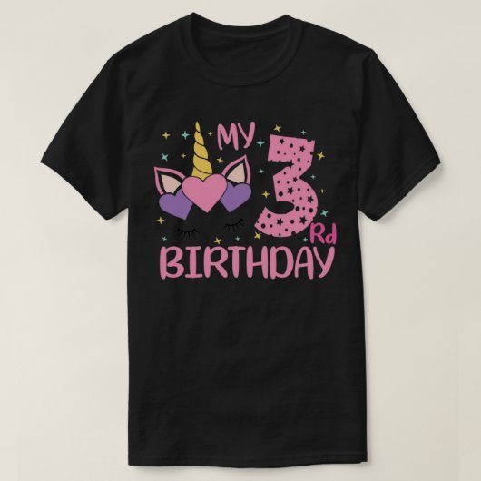 Cute Unicorn Lovers Gift Mijn derde verjaardag T-shirt (Design voorkant)