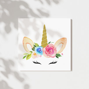 Cute Unicorn, Magic Unicorn, Girl Nursery, Roze Canvas Afdruk