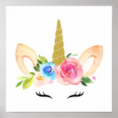 Cute Unicorn, Magic Unicorn, Girl Nursery, Roze Poster (Voorkant)