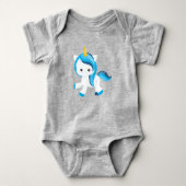 Cute Unicorn, Magic Unicorn, Snowflakes, Winter Romper (Voorkant)