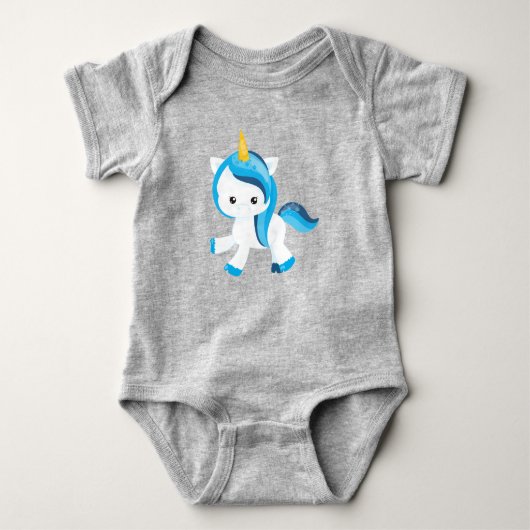 Cute Unicorn, Magic Unicorn, Snowflakes, Winter Romper (Voorkant)