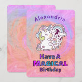 Cute Unicorn Magical Child Kids Birthday Kaart (Voorkant / Achterkant)