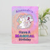 Cute Unicorn Magical Child Kids Birthday Kaart (Staand voorkant)