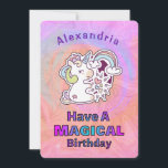 Cute Unicorn Magical Child Kids Birthday Kaart<br><div class="desc">Cute Unicorn heeft een magische 'Birthday'-Kaart die geweldig is voor degenen die van UNICOREN geloven en houden. Deze Unicorn is omringd door een mooie regenboog,  ster en harten. Personaliseer het.</div>