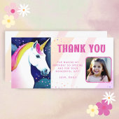 Cute Unicorn Magical Girl Birthday Foto Bedankkaart