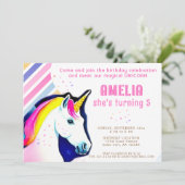 Cute Unicorn Magical Girl Birthday Kaart (Staand voorkant)