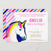 Cute Unicorn Magical Girl Birthday Kaart (Voorkant / Achterkant)