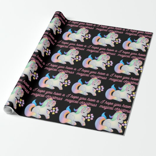 Cute Unicorn Magical Kerstmis Ugly Xmas Wrapping Cadeaupapier (Uitgerold)