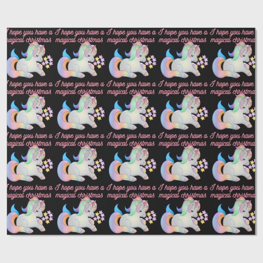 Cute Unicorn Magical Kerstmis Ugly Xmas Wrapping Cadeaupapier (Vlak)