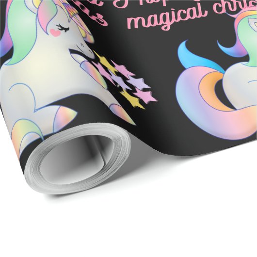Cute Unicorn Magical Kerstmis Ugly Xmas Wrapping Cadeaupapier (Rol Hoek)