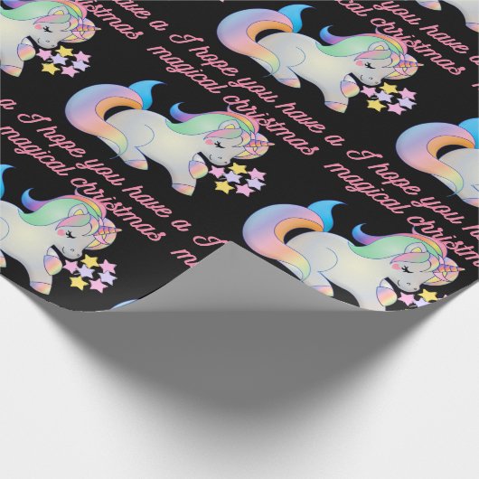 Cute Unicorn Magical Kerstmis Ugly Xmas Wrapping Cadeaupapier (Hoek)