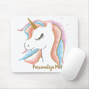Cute Unicorn Magical Pastel Gold, speciaal geperso Muismat