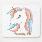 Cute Unicorn Magical Pastel Gold, speciaal geperso Muismat (Voorkant)
