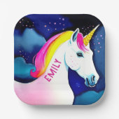 Cute Unicorn Magical Star Girl Name Birthday Papieren Bordje (Voorkant)