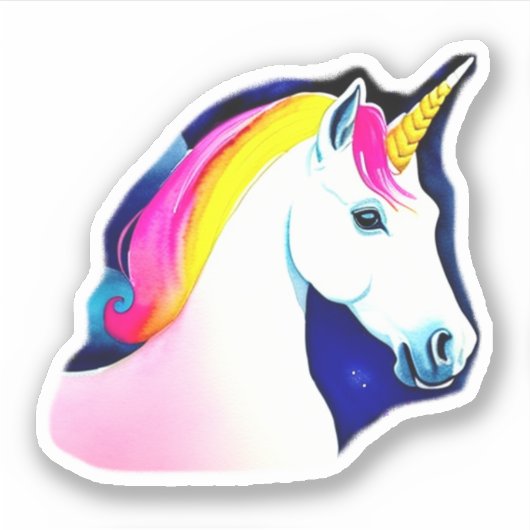 Cute Unicorn Magical Stars Drawing Girl Sticker (Voorkant)