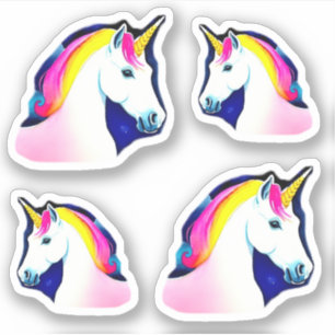 Cute Unicorn Magical Stars Drawing Girl Sticker