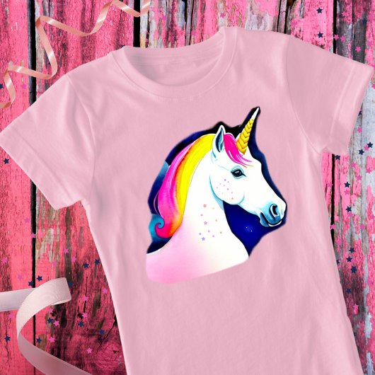 Cute Unicorn Magical Stars Drawing Girly T-shirt