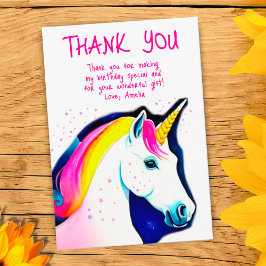 Cute Unicorn Magical Stars Girl Birthday Bedankkaart