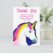 Cute Unicorn Magical Stars Girl Birthday Bedankkaart (Staand voorkant)