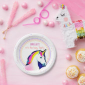 Cute Unicorn Magical Stars Girl Birthday Papieren Bordje (Feest)