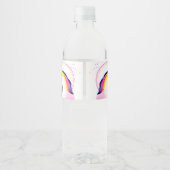 Cute Unicorn Magical Stars Girl Birthday Waterfles Etiket (Achterkant)