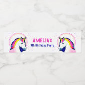 Cute Unicorn Magical Stars Girl Birthday Waterfles Etiket (Enkel label)