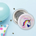 Cute Unicorn Magical Stars Girl Name Birthday Ronde Button 3,2 Cm<br><div class="desc">Schattigee Eenhoorn Magische Sterren Meisje Naam Verjaardagsknop. Deze mooie en magische verjaardagsknop zal uw speciale gelegenheid nog magischer maken! Personaliseer het met een naam naar keuze en laat je kleintje zich extra speciaal voelen op hun speciale dag. De knop is voorzien van een leuke eenhoorn tekening.</div>