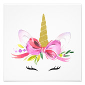 Cute Unicorn, Magical Unicorn, Girl Nursery, Pink Foto Afdruk (Voorkant)