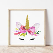 Cute Unicorn, Magical Unicorn, Girl Nursery, Pink Poster