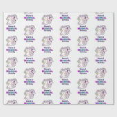 Cute Unicorn Magical Whimsical Birthday Trendy Cadeaupapier (Vlak)