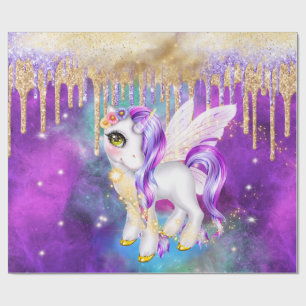 Cute unicorn magie glitter pony spargel meisjes cadeaupapier