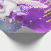 Cute unicorn magie glitter pony spargel meisjes cadeaupapier (Hoek)