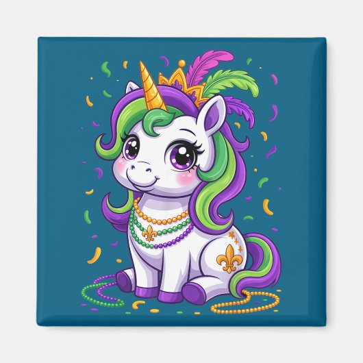 Cute Unicorn Mardi Gras Carnival Fat Tuesday Girls Magneet (Voorkant)