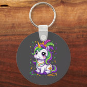 Cute Unicorn Mardi Gras Carnival Fat Tuesday Girls Sleutelhanger (Voorkant)