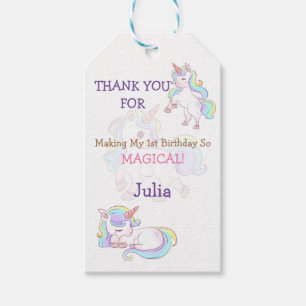Cute Unicorn meisje verjaardag  Cadeaulabel