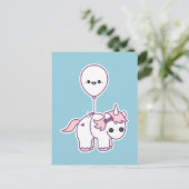 Cute Unicorn met ballon Briefkaart (Staand voorkant)