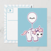 Cute Unicorn met ballon Briefkaart (Voorkant / Achterkant)