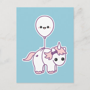 Cute Unicorn met ballon Briefkaart
